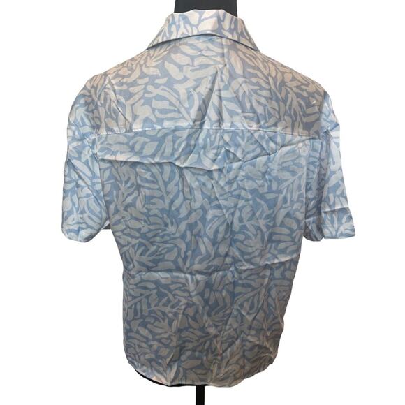 Express Blue Preppy Feminine Floral Pajama Style Blouse Top Semi Sheer NWT S - Picture 3 of 6